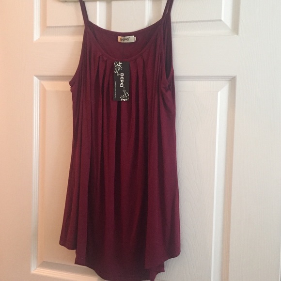 BEPEI Tops - Loose Casual Pleated Flowy Camisole Tank Wine XL